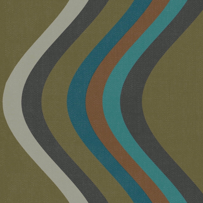 A stack of multicolored striped wallpaper samples in various color combinations.