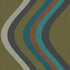 A stack of multicolored striped wallpaper samples in various color combinations.