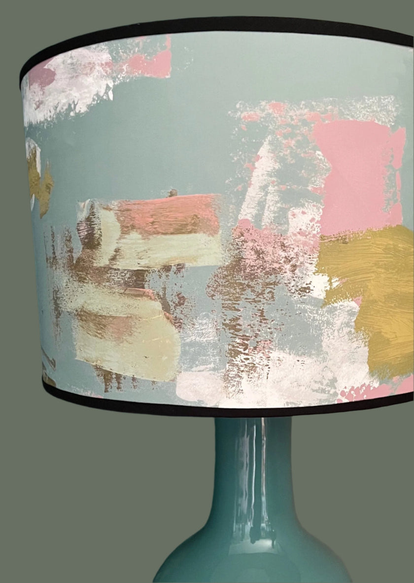 Painterly Abstract Lampshade - duck egg