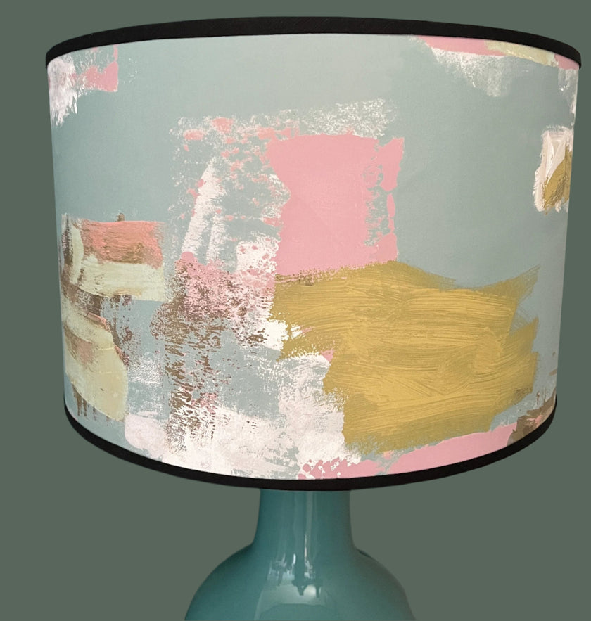 Painterly Abstract Lampshade - duck egg
