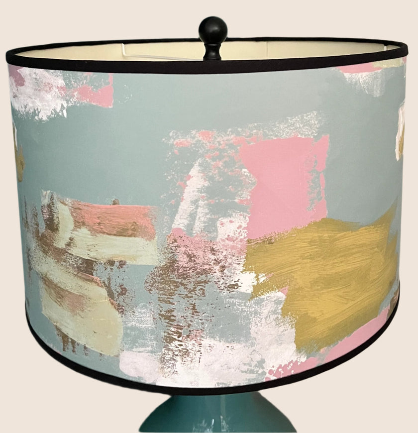 Painterly Abstract Lampshade - duck egg
