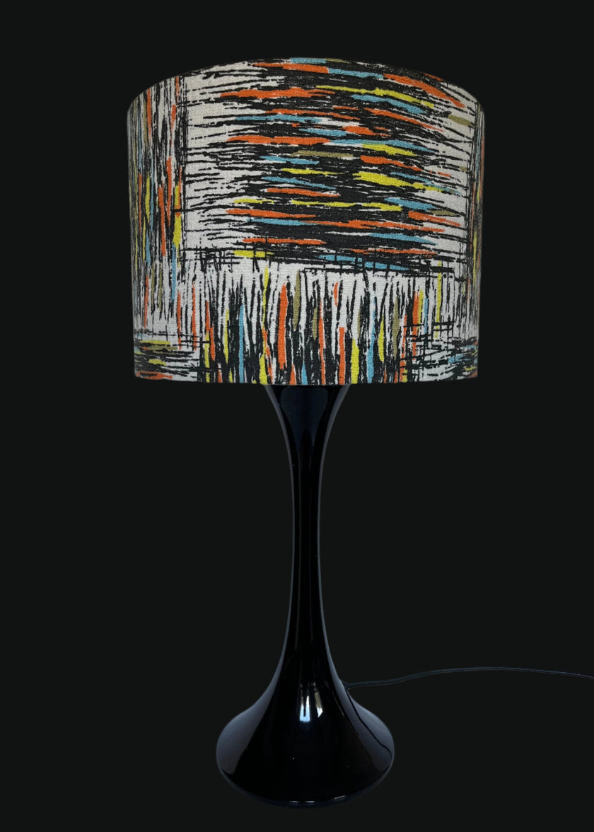 Vintage mid - century fabric Lampshade - 21 h x 30 d cm