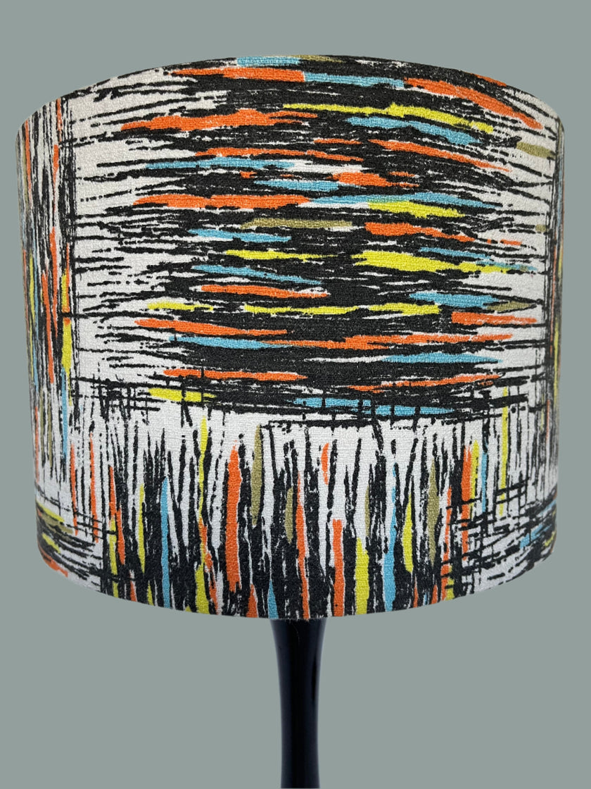 Vintage mid - century fabric Lampshade - 21 h x 30 d cm