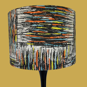 Vintage mid - century fabric Lampshade - 21 h x 30 d cm