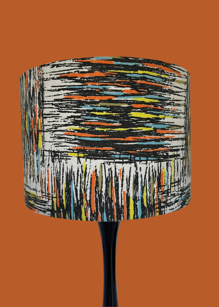 Vintage mid - century fabric Lampshade - 21 h x 30 d cm