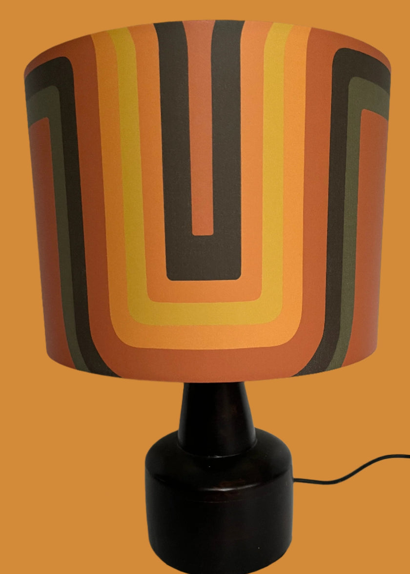 Retro geometric Lampshade - Terracotta + yellow