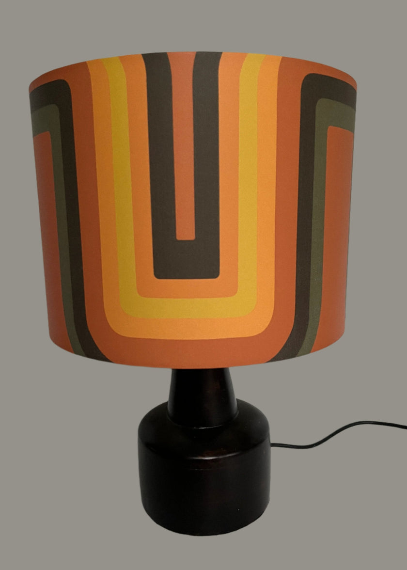 Retro geometric Lampshade - Terracotta + yellow