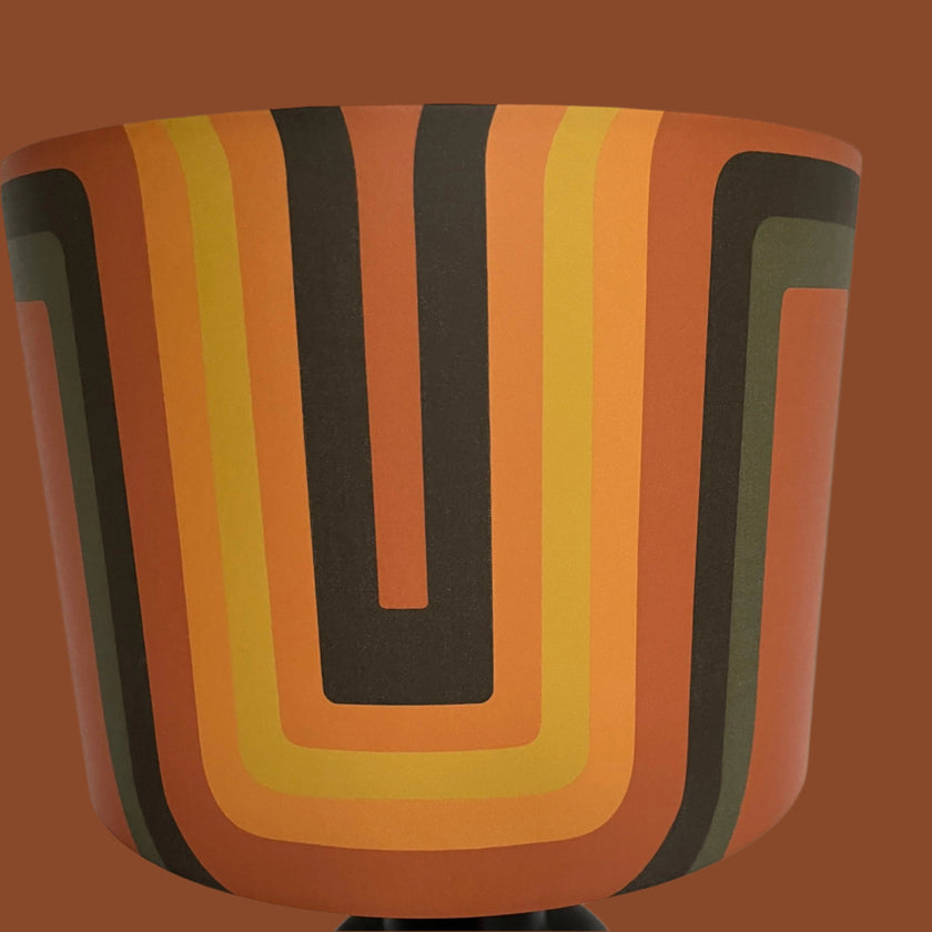 Retro geometric Lampshade - Terracotta + yellow