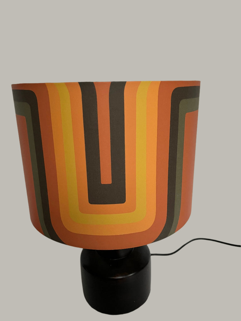 Retro geometric Lampshade - Terracotta + yellow