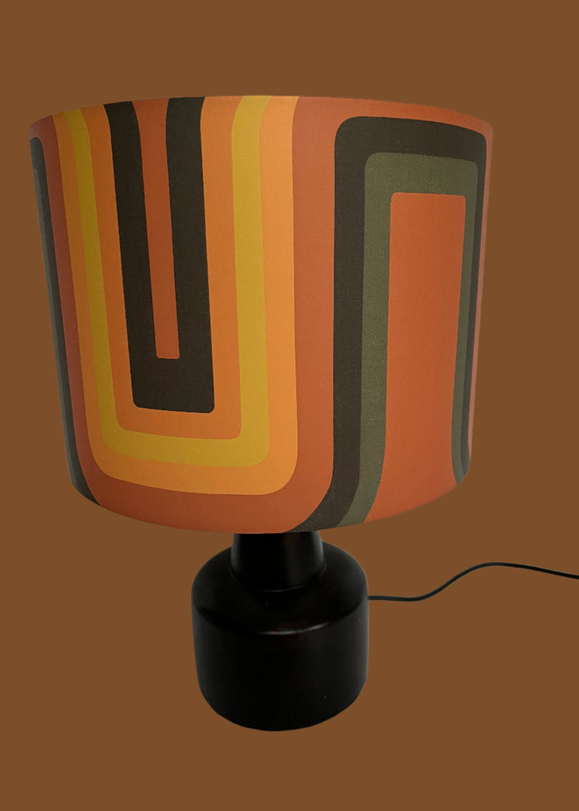 Retro geometric Lampshade - Terracotta + yellow