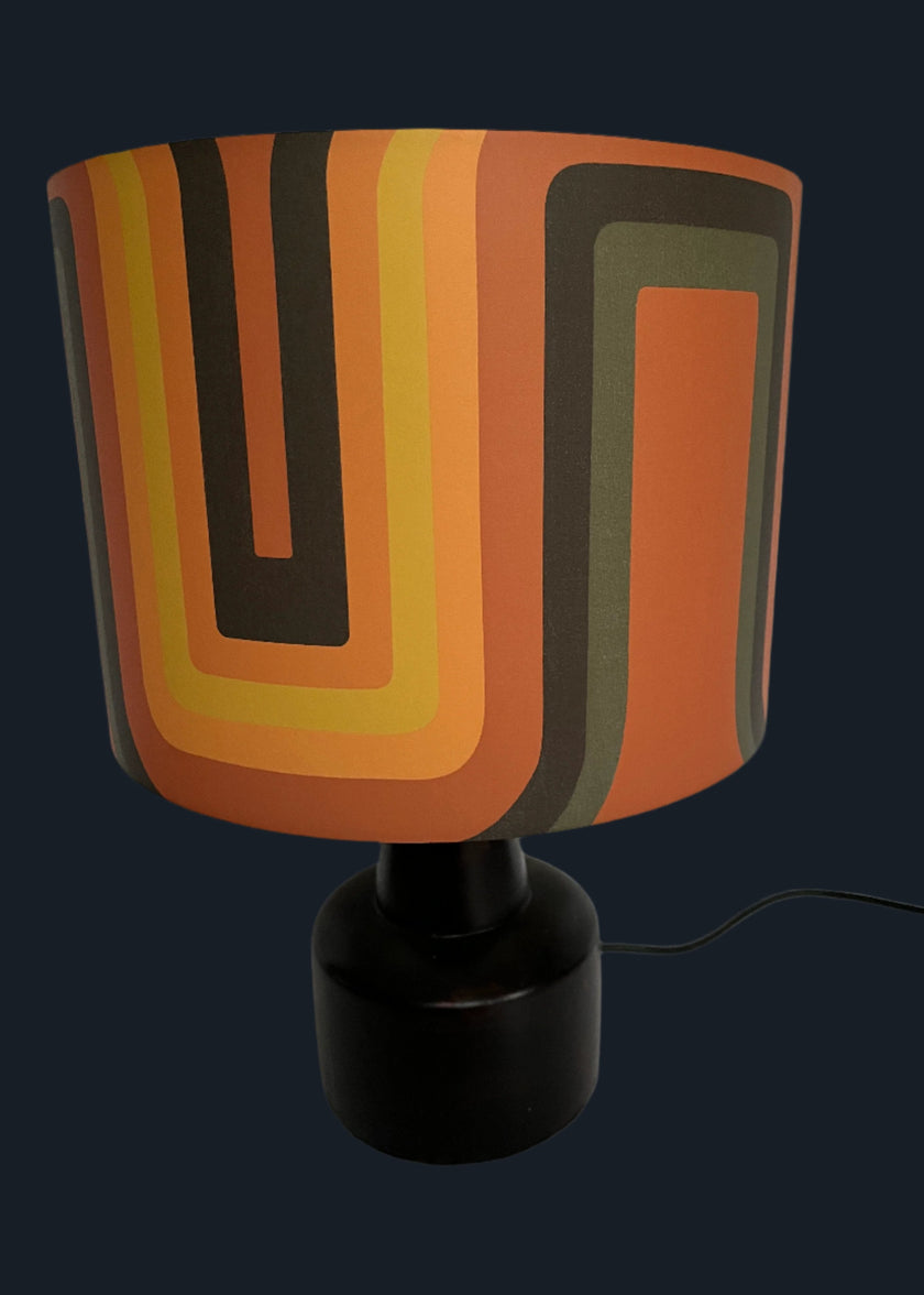 Retro geometric Lampshade - Terracotta + yellow