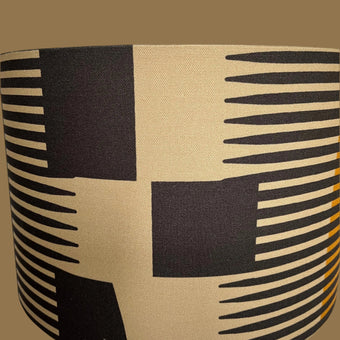 Combed stripe Lampshade - Navy + Ochre - 23 h x 35 d cm