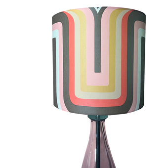 Retro geometric Lampshade - brown + pink