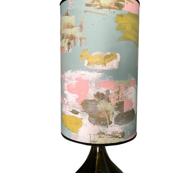 Large Painterly Abstract Lampshade - duck egg