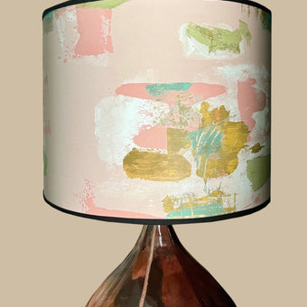 Large Painterly Abstract Lamp shade -  pale pink