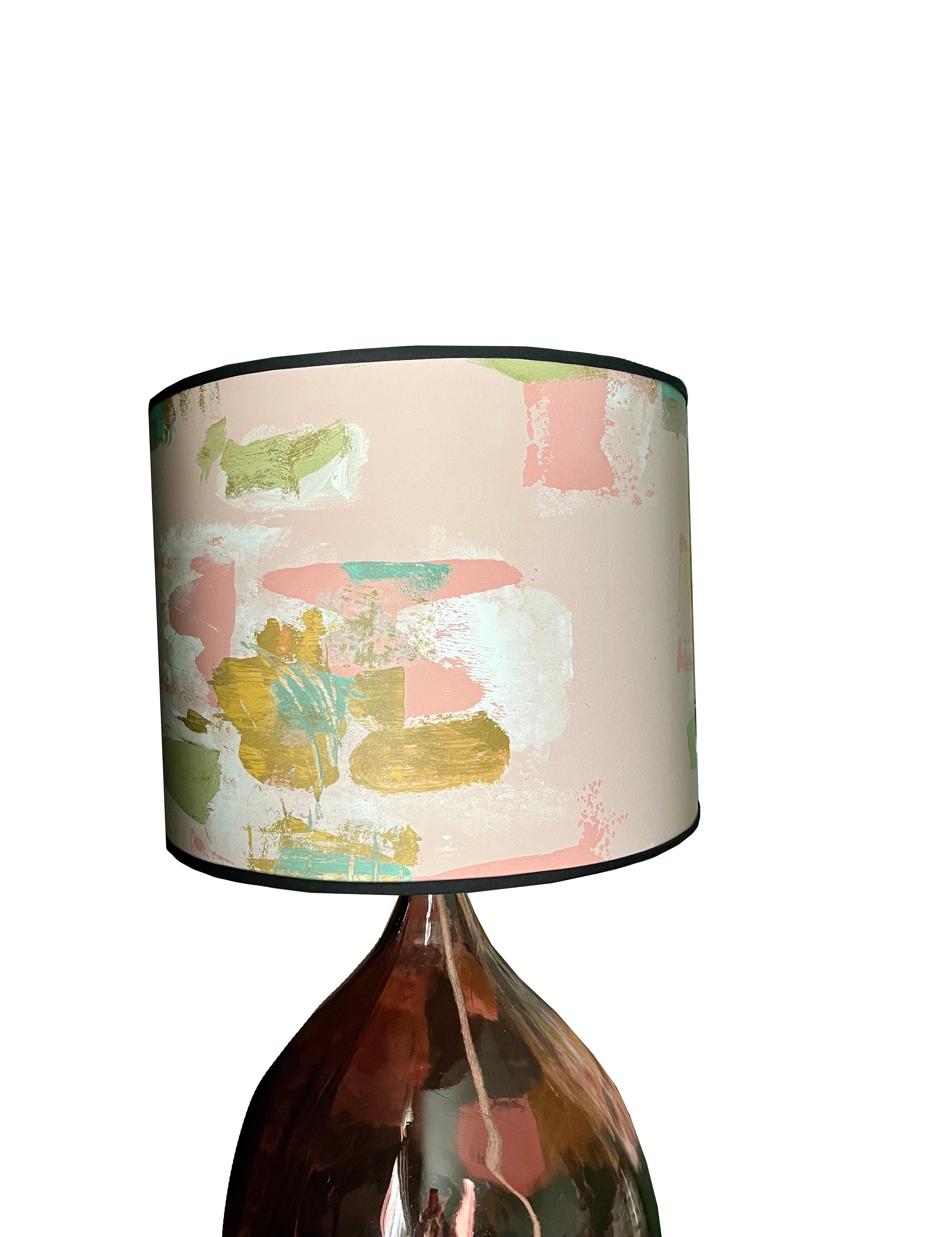 Large Painterly Abstract Lamp shade - pink