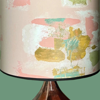 Large Painterly Abstract Lamp shade -  pale pink