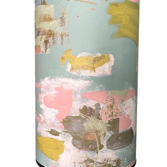 Large Painterly Abstract Lampshade - duck egg