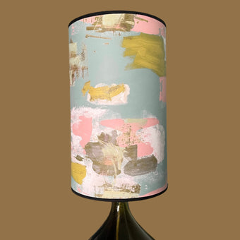 Tall Painterly Abstract Lampshade - duck egg