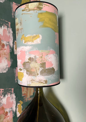 Large Painterly Abstract Lampshade - duck egg