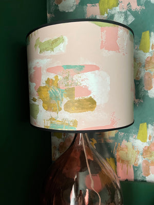 Large Painterly Abstract Lamp shade - pink