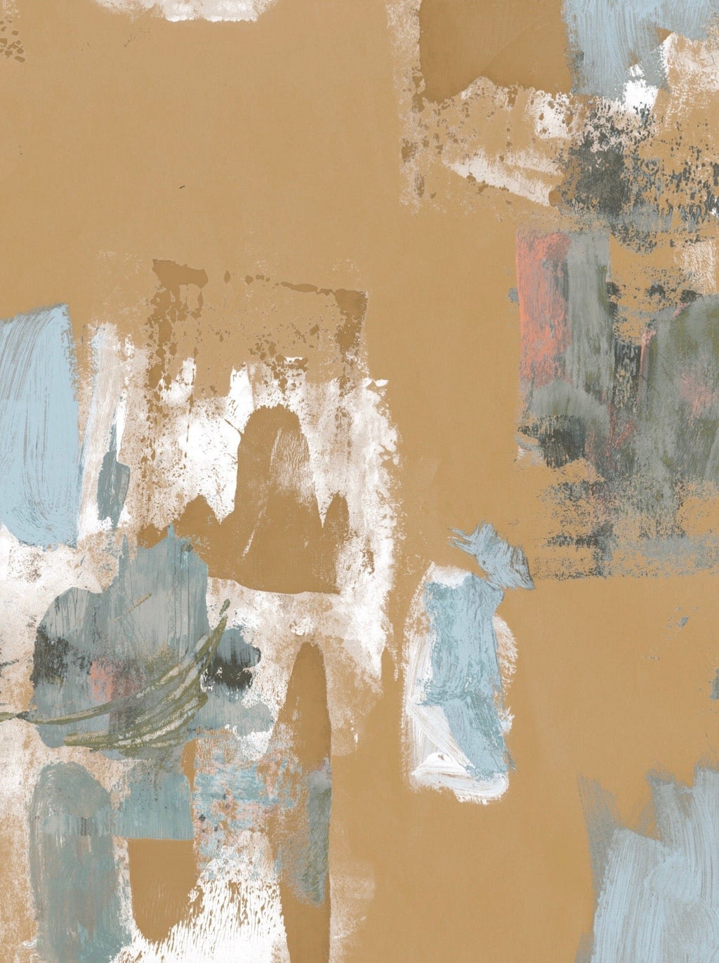 Abstract Painterly Wallpaper- Sand + blue