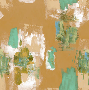 Abstract Painterly Print - Sand + mint