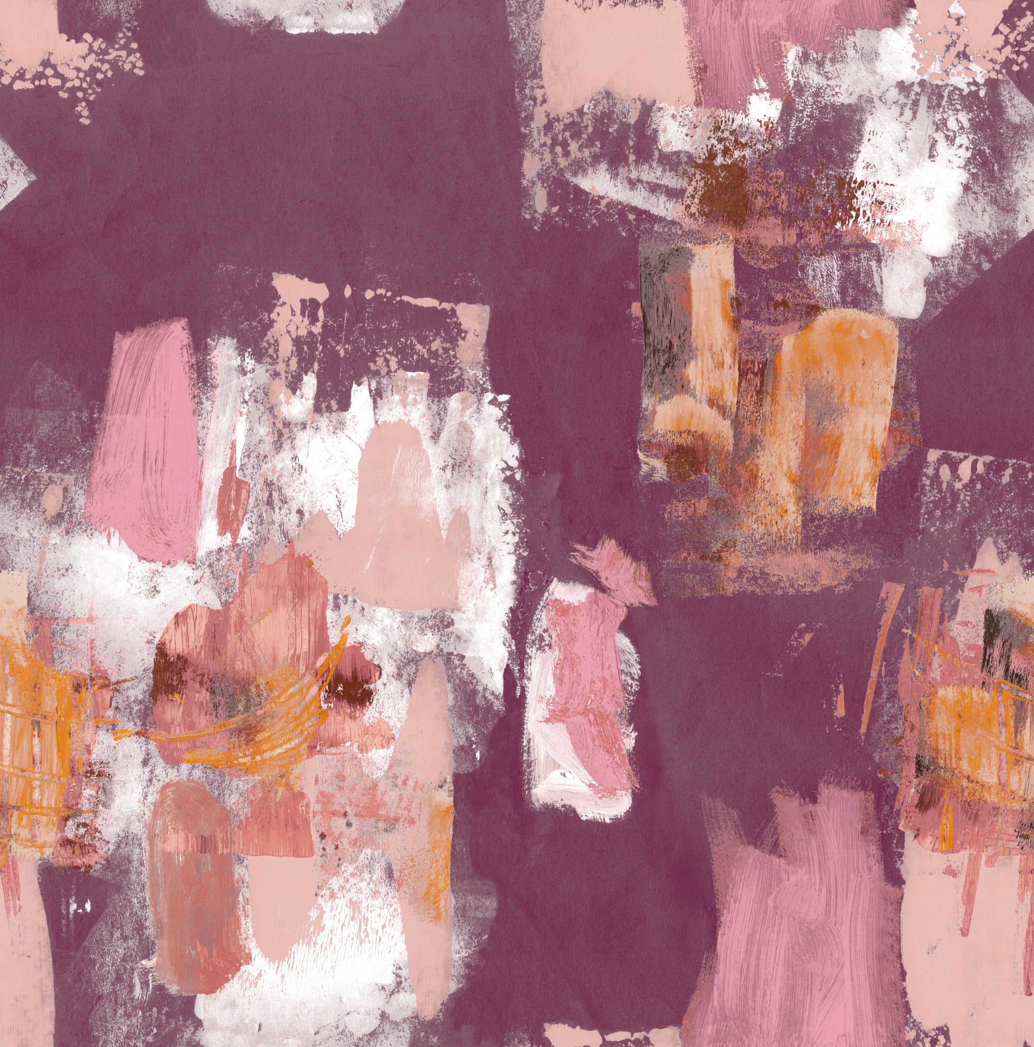 Abstract Painterly Wallpaper- Aubergine