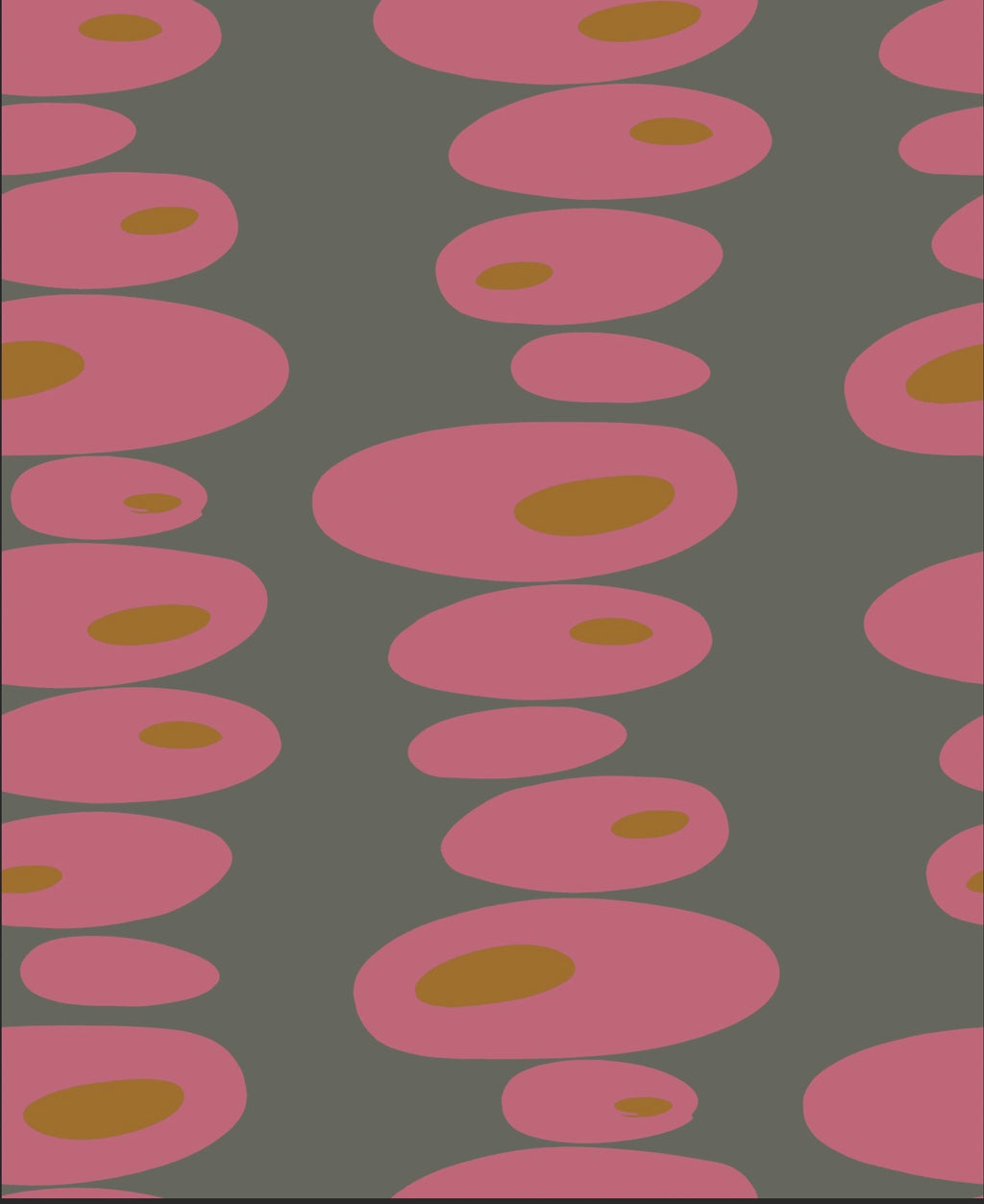 Pebbles Wallpaper - Grey + pink + Mustard