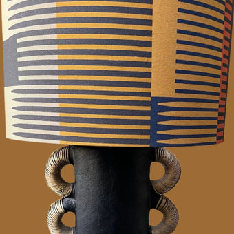 Combed stripe Lampshade - Navy + Ochre