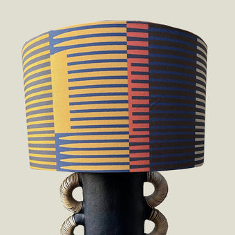 Combed stripe Lampshade - Navy + Ochre