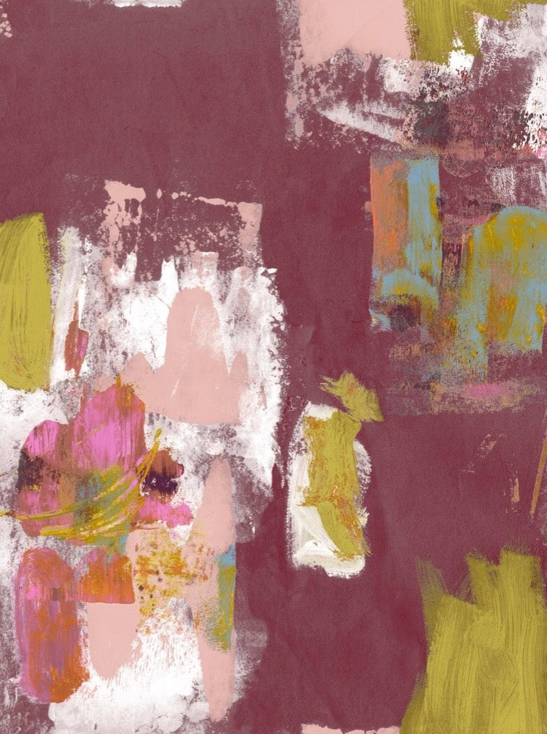 Abstract Painterly Wallpaper- Claret