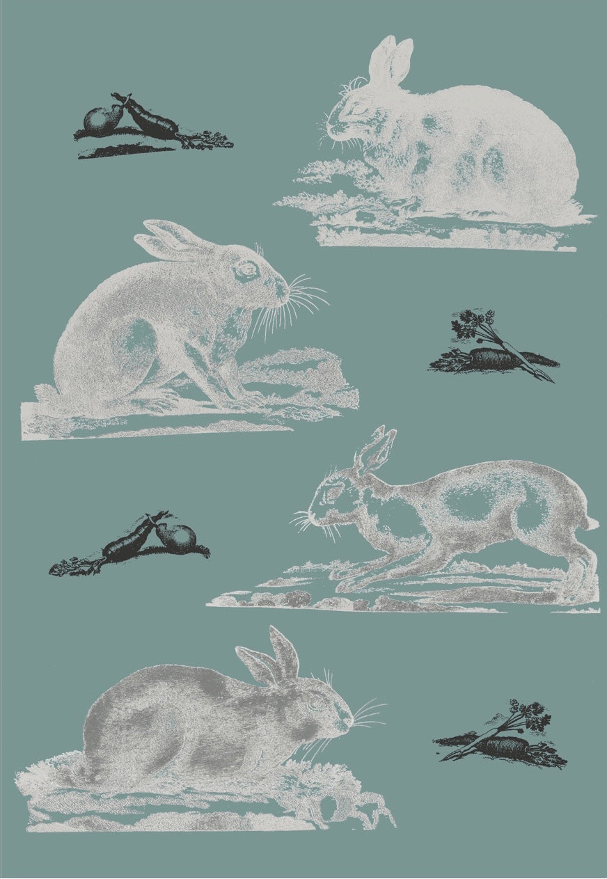 Rabbits Wallpaper - Aqua
