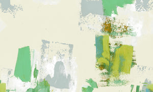 Abstract Painterly Wallpaper- Pastel Yellow & Green