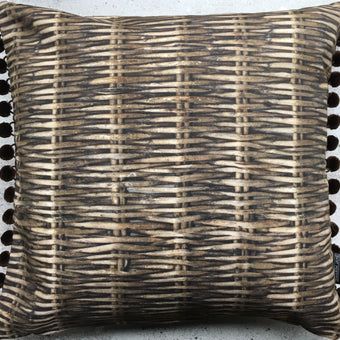 Willow Print Cushion + Velvet Pom Poms