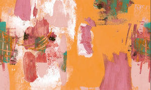 Abstract Painterly Wallpaper- Bright Marigold & Raspberry