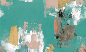 Abstract Painterly Wallpaper- Aqua & Plaster