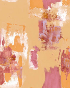 Abstract Painterly Wallpaper- Bright Marigold & Raspberry