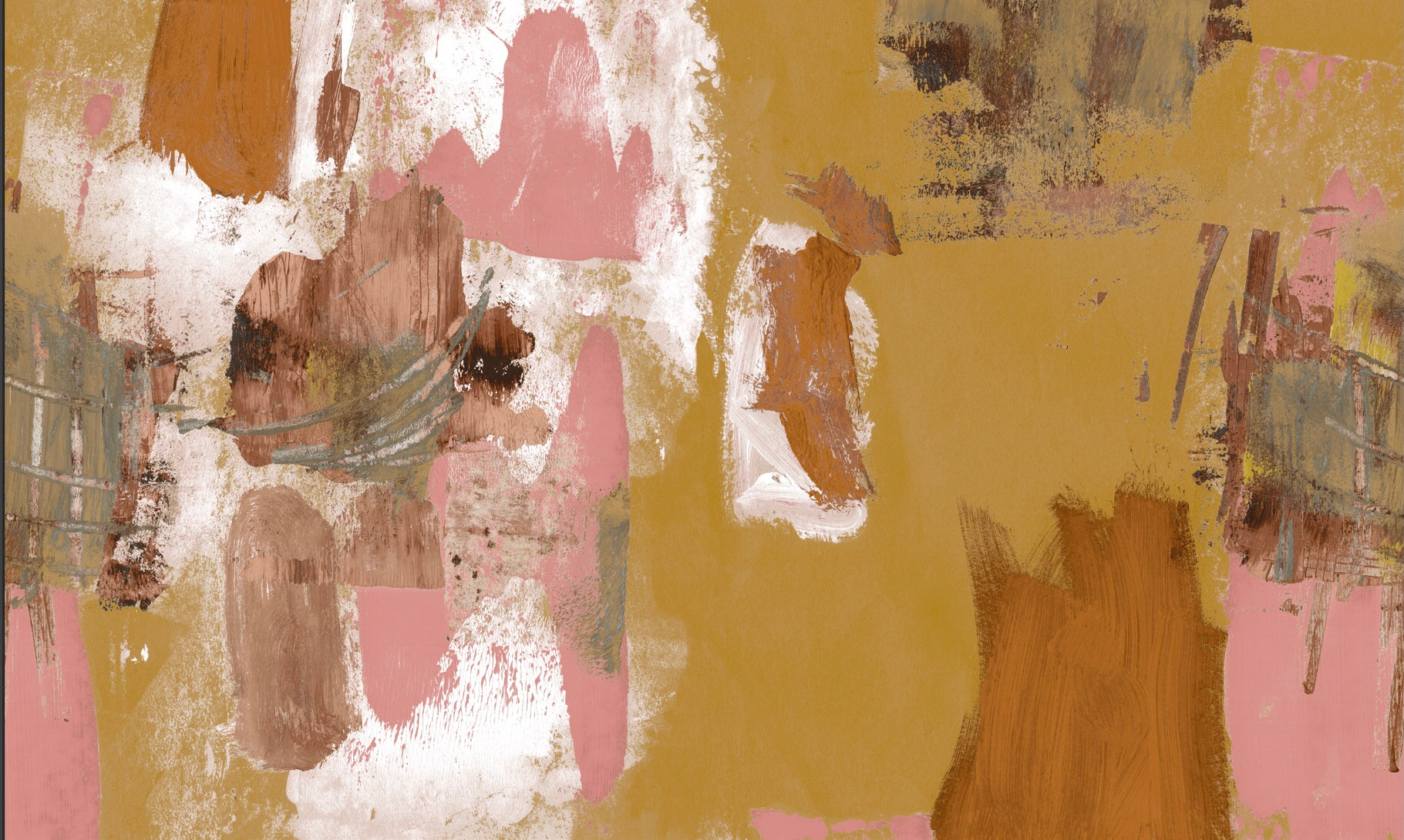 Abstract Painterly Wallpaper- Tan + Pink
