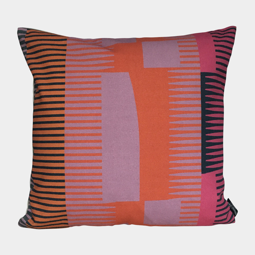 Square Combed Stripe Cushion - Lilac, Terracotta + Pink