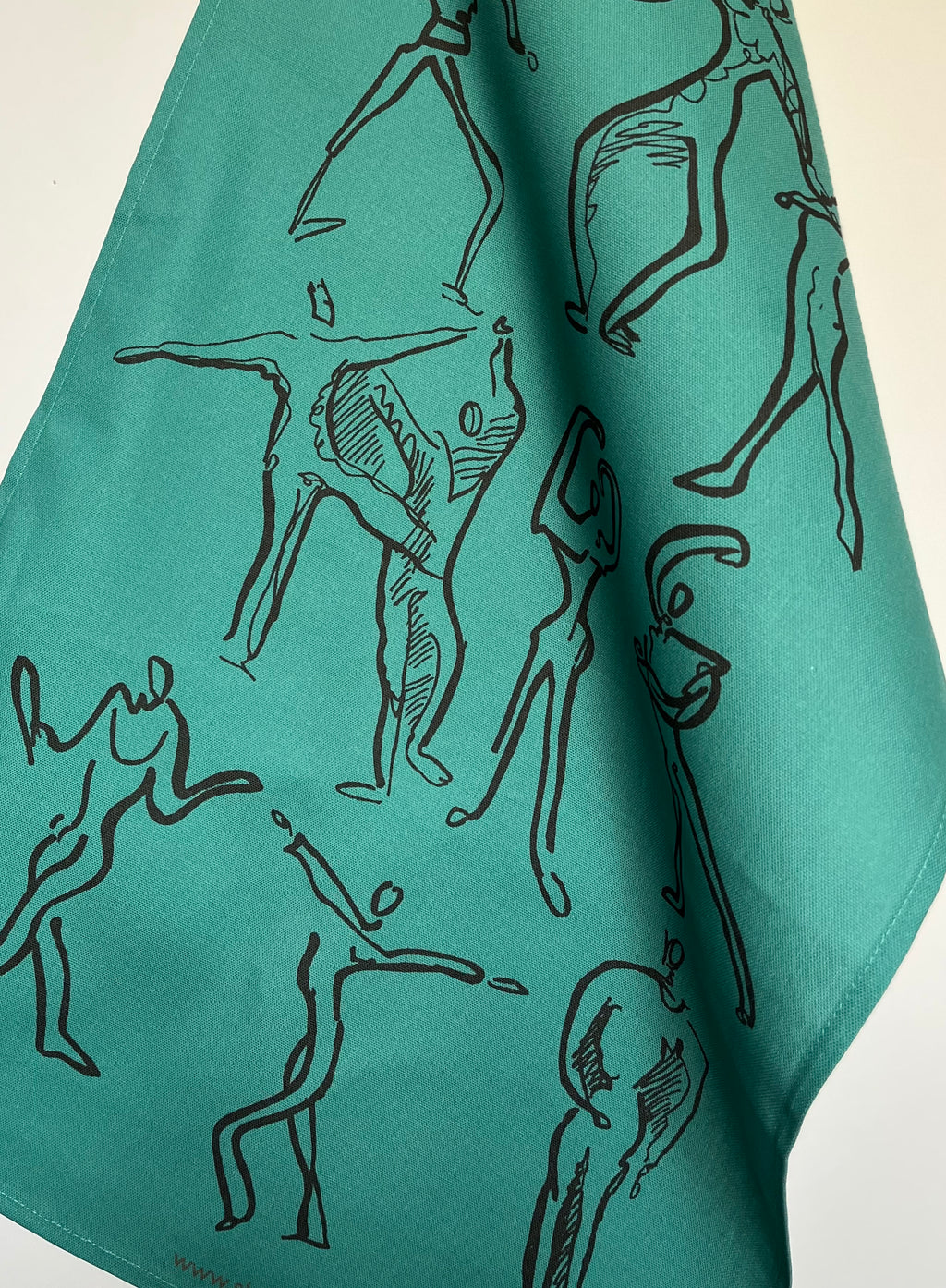 Dancers Linen Tea Towel - Turquoise