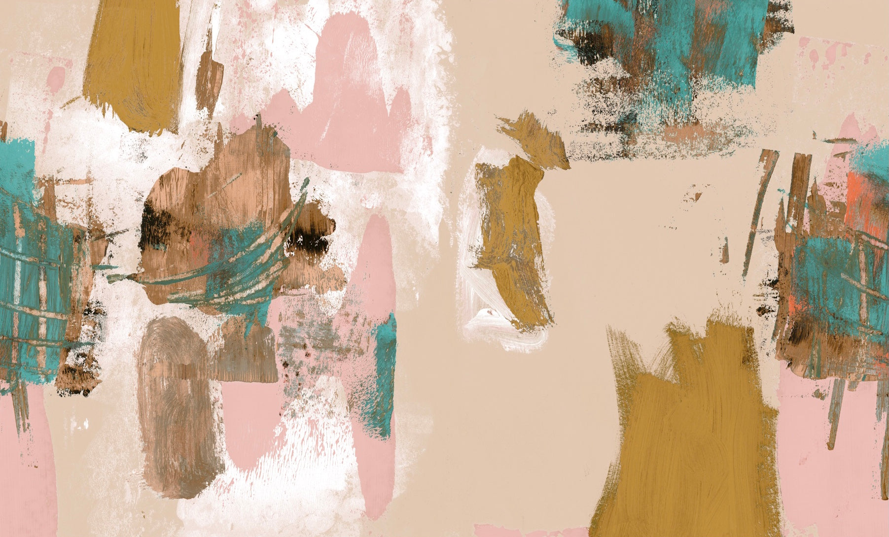 Abstract Painterly Wallpaper- Pastel Peach