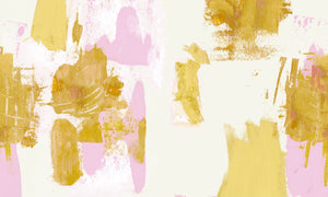 Abstract Painterly Wallpaper- White, Pink & Mustard