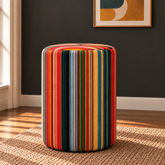 Fine Stripe Velvet Footstool