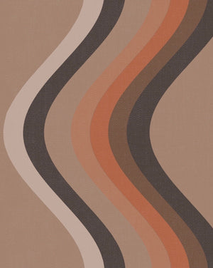 Broad Curvy Retro Stripe Wallpaper