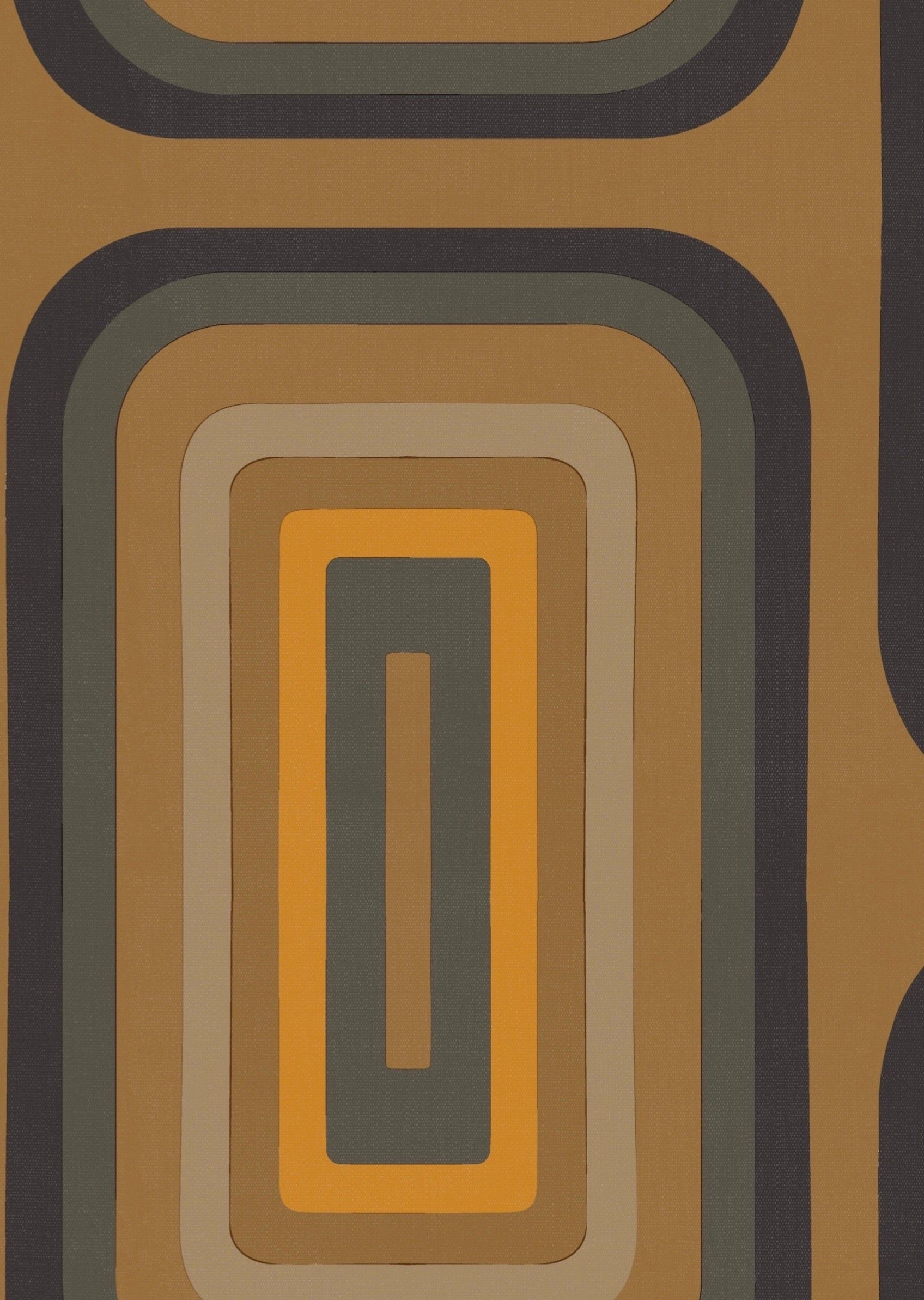 Retro Oblong Geometric wallpaper - Ochre + Grey