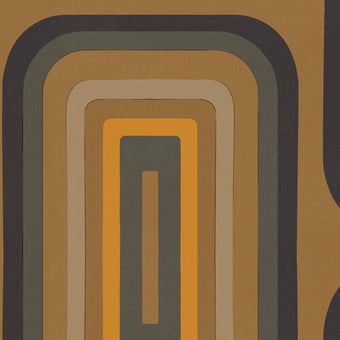 Retro Oblong Geometric wallpaper - Ochre + Grey