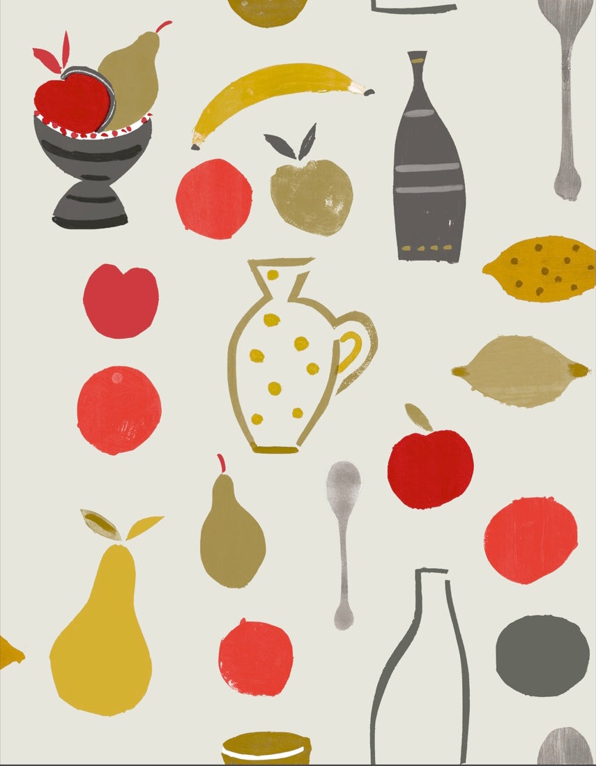 Naive Fruit Motif Wallpaper