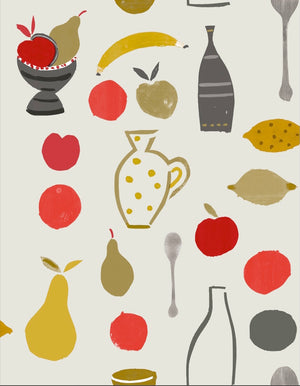 Naive Fruit Motif Wallpaper