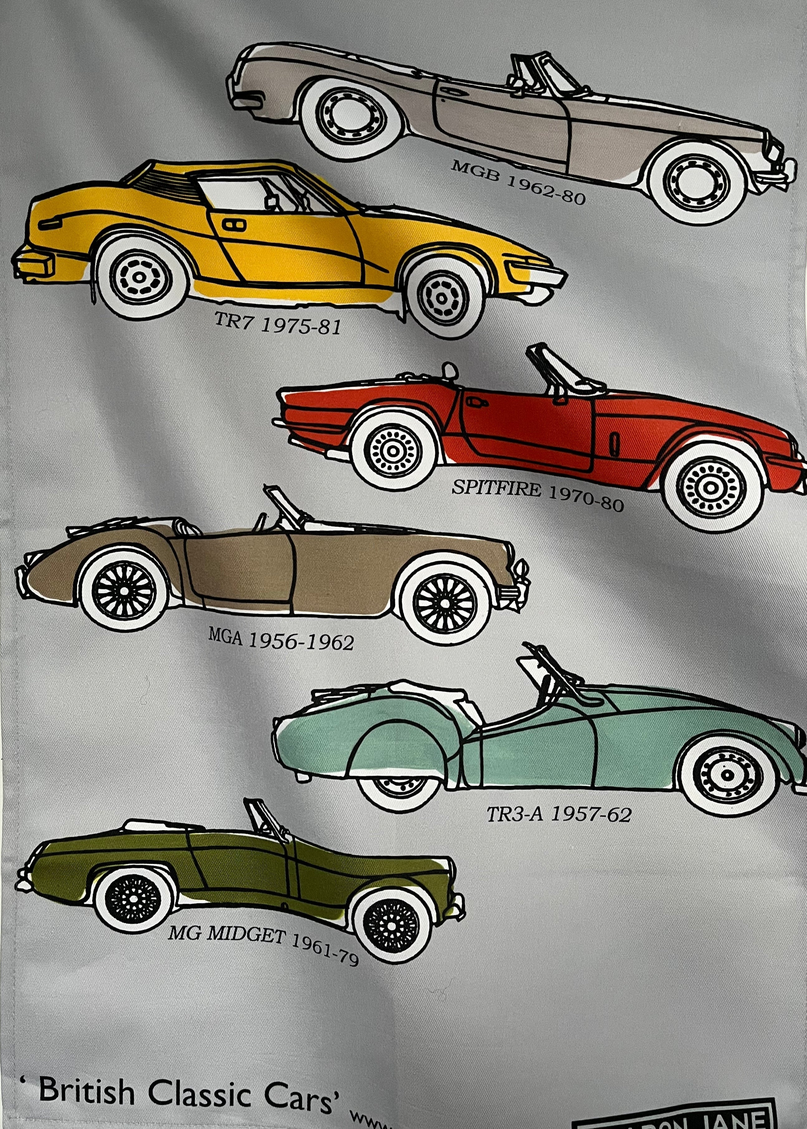 British Classic Cars Tea Towel